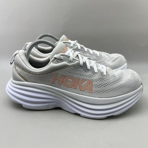 HOKA One One Bondi 8 Running Shoes Women Size 10.5 Gray Comfort Cushion Sneakers - Picture 1 of 10